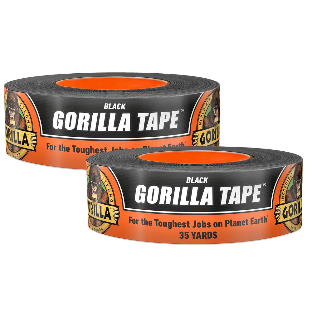 GORILLA Duct Tape, Black Tape, 1.88" x 35 yd (Pack of 6) - Heavy Duty an...