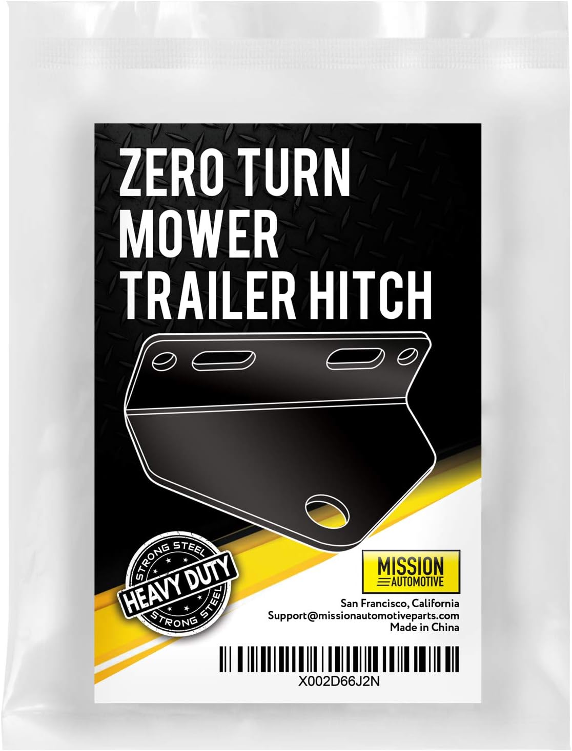 Mission Automotive Universal Zero Turn Lawn Mower Trailer Hitch Mount, Heavy Duty 3/16'' Thick & Rugged Steel, 3/4'' Mount, Compatible with Most ZTR (Hardware Not Included) - Riding Lawn Mower Hitch