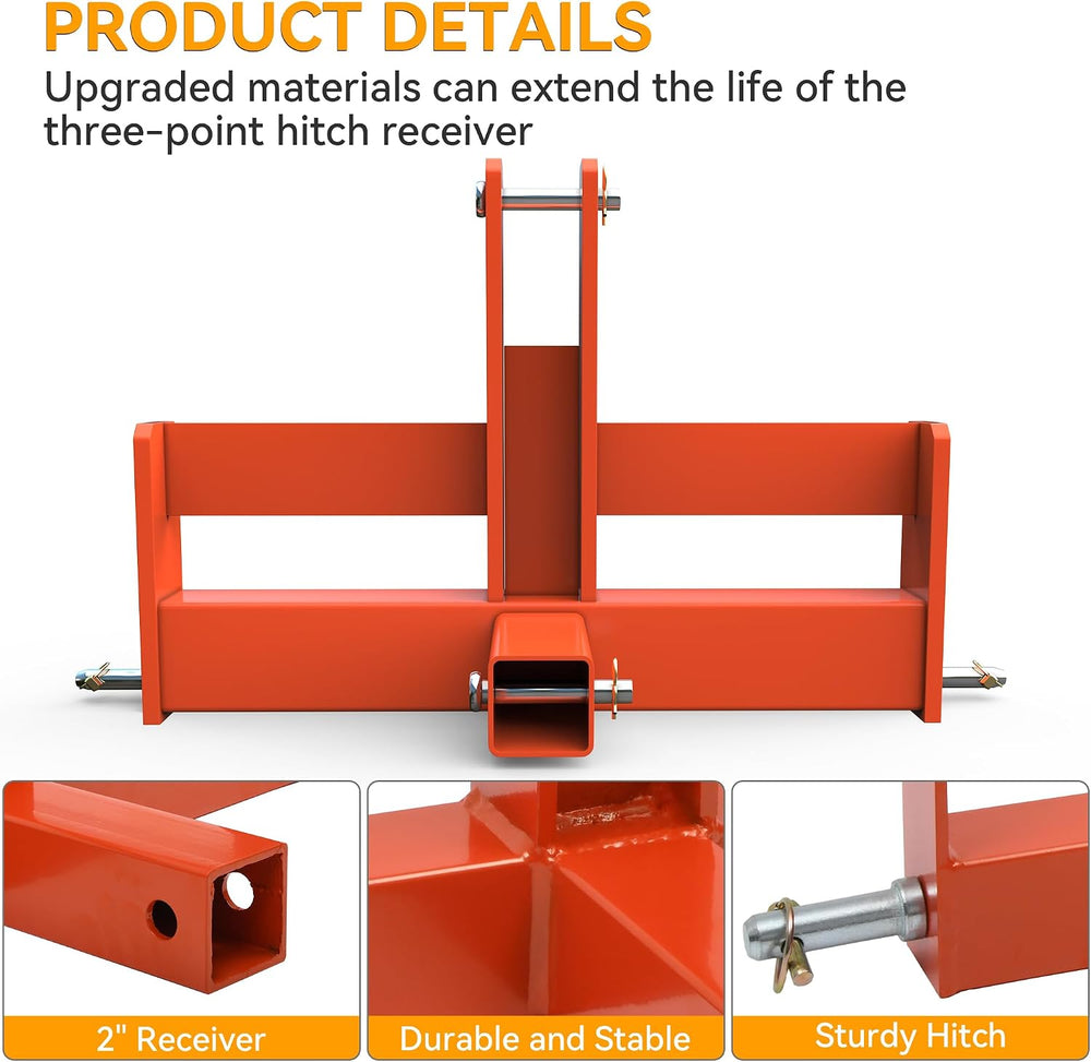 YINTATECH 3 Point Hitch Receiver with Suitcase Weight Brackets Category 1