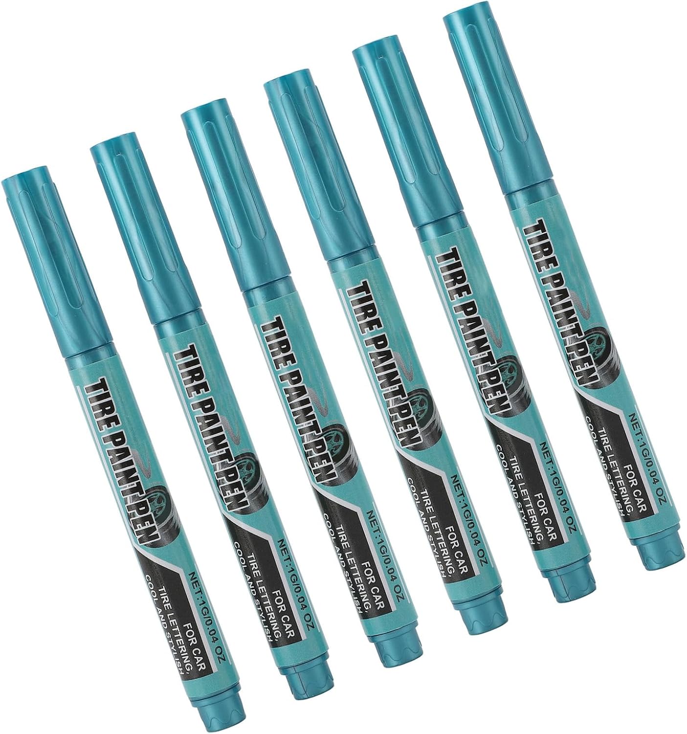 6Pcs Tire Paint Pen Blue, Water Proof, Long Lasting, 1g Protective Oil Marker Pen - Scratch Repair, Weather, Easy Application for Vehicle Maintenance