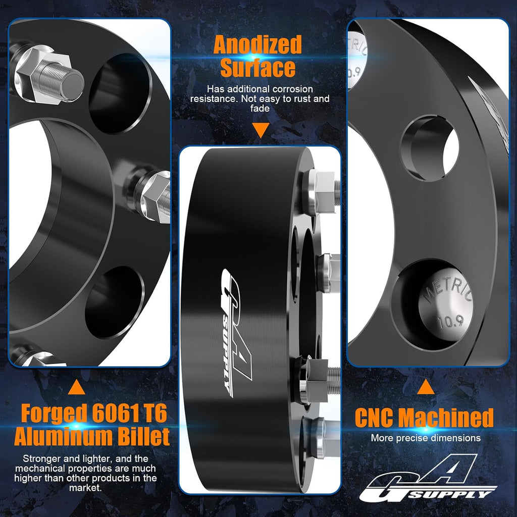 GAsupply ATV Wheel Spacers 4x110, Compatible with CFMoto, Segway, Yamaha, 1.5" 38mm Wheel Spacer Adapters Black 74mm Hub Bore with 12×1.25 Studs, 4 Pack
