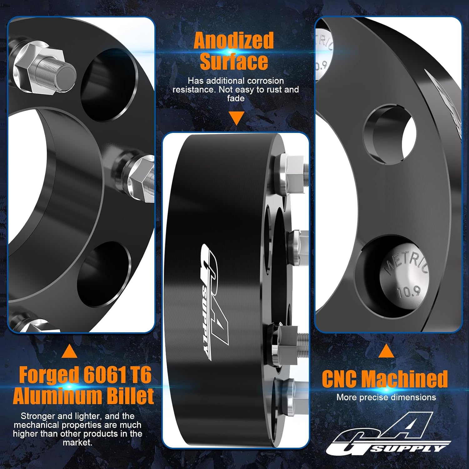 GAsupply ATV Wheel Spacers 4x110, Compatible with CFMoto, Segway, Yamaha, 1.5" 38mm Wheel Spacer Adapters Black 74mm Hub Bore with 12×1.25 Studs, 4 Pack