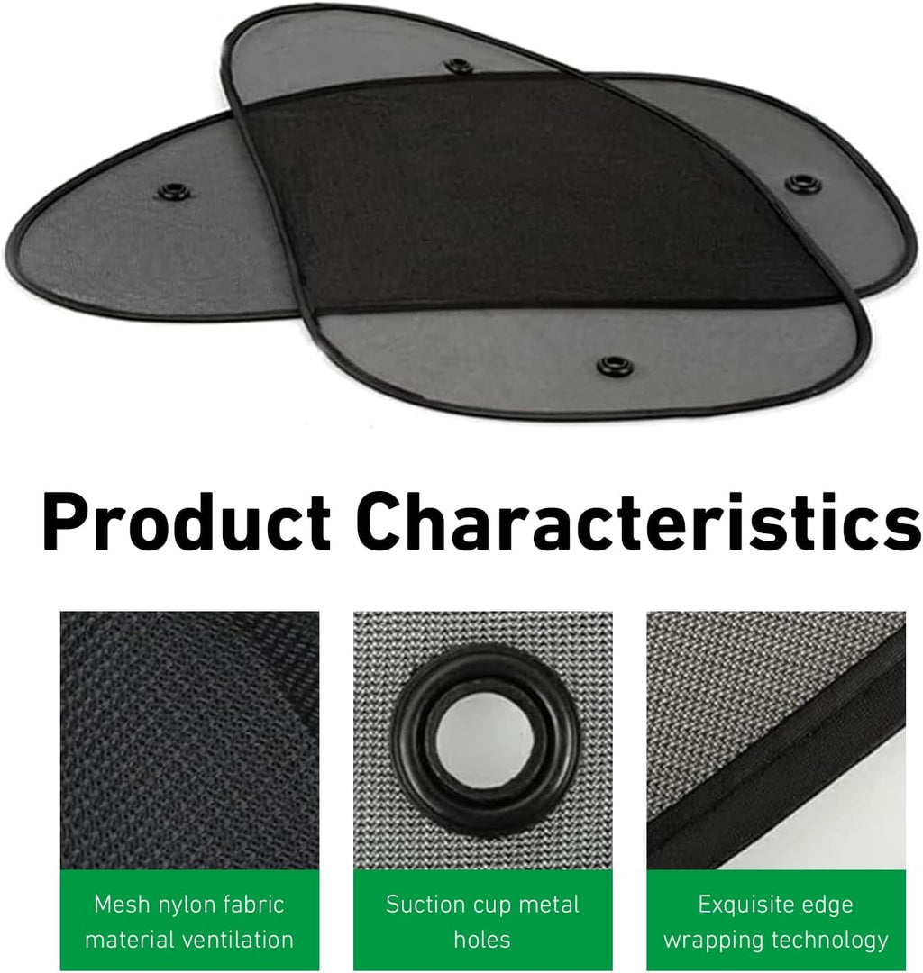 2 Pack Car Window Shades, Breathable Mesh Side Window Sun Shade, Sun Blocker Protection for Car Windows, Automotive Interior Sun Protection Accessories for Baby, Kids and Pets (Black)