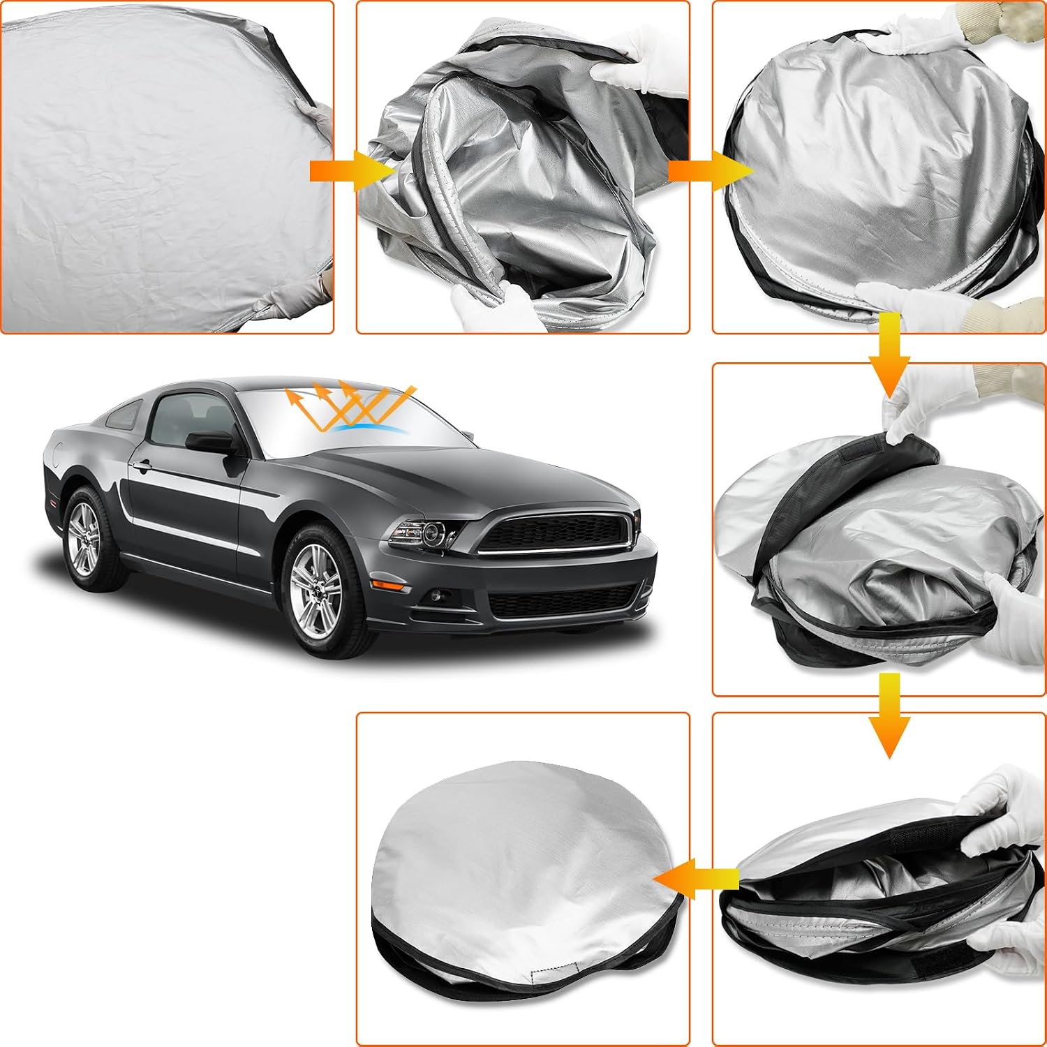 D-Lumina Front Windshield Sun Shade for 2010 2011 2012 2013 2014 Fo-rd Mustang Coupe, Foldable Front Window Sunshade Sunshade Sun Visor for UV Rays & Sun Heat Protection Interior Accessories