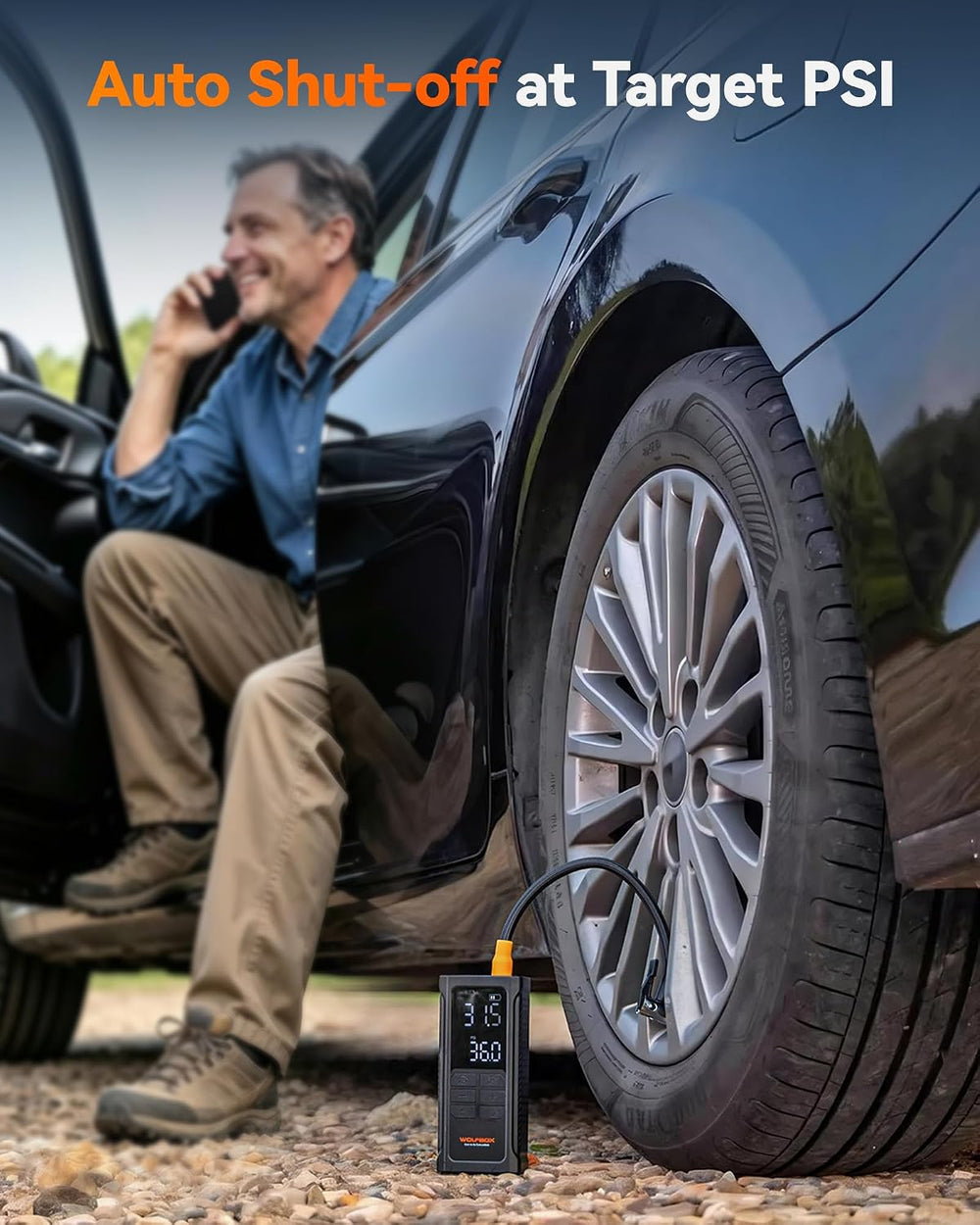 WOLFBOX HyperFlow19 Tire Inflator Portable Air Compressor, Cordless Air Pump ...