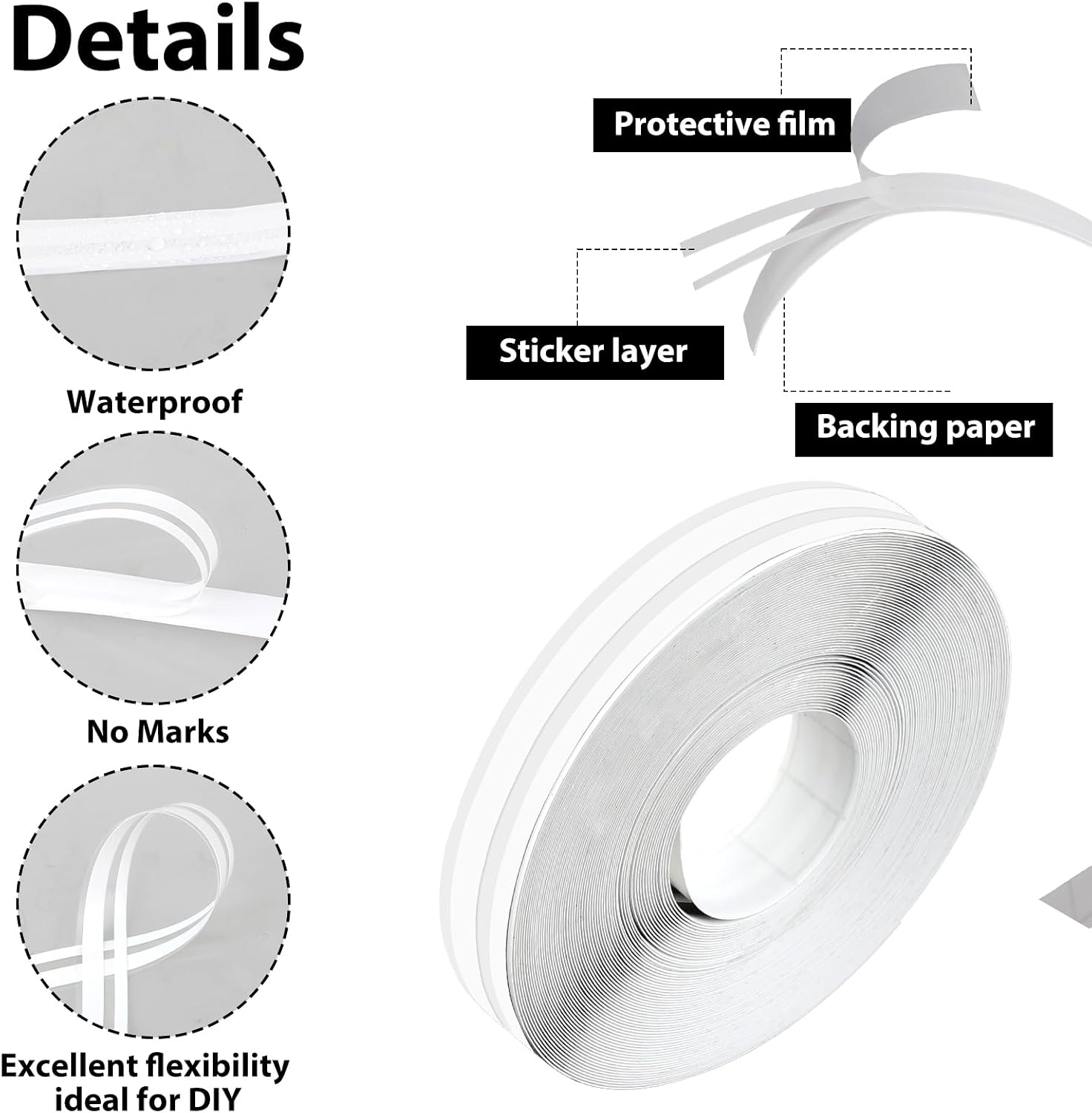 Trinkrittey Car Pinstriping Tape Auto Car Pinstripe Tape PVC Car Decal Sticker Glossy DIY Stickers for Musical Instrument Motorcycle Auto Car (White)