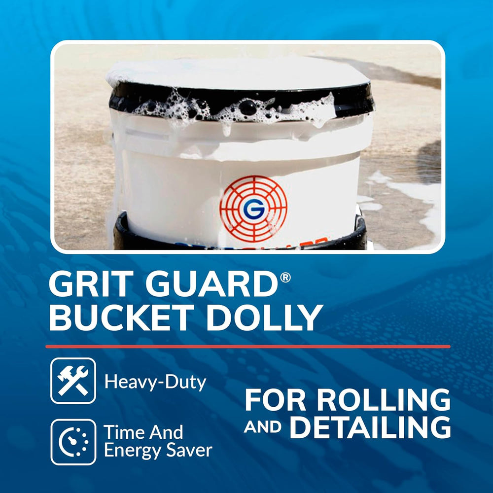 GRIT GUARD Bucket Dolly with Wheels - Rolling Detailing Wash Bucket with 5 Wh...