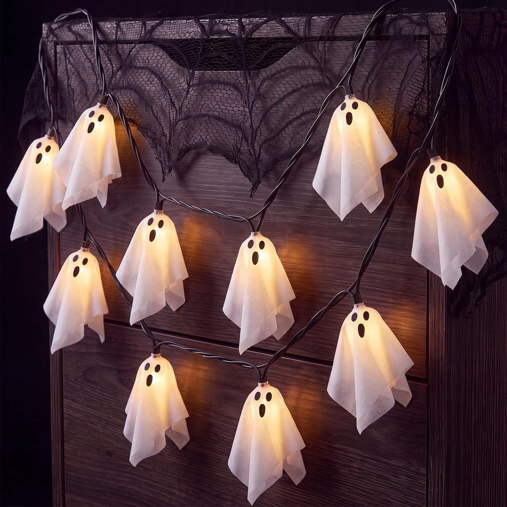 Halloween Ghost String Lights, 8.5FT 10 LED Plug-in Halloween Lights