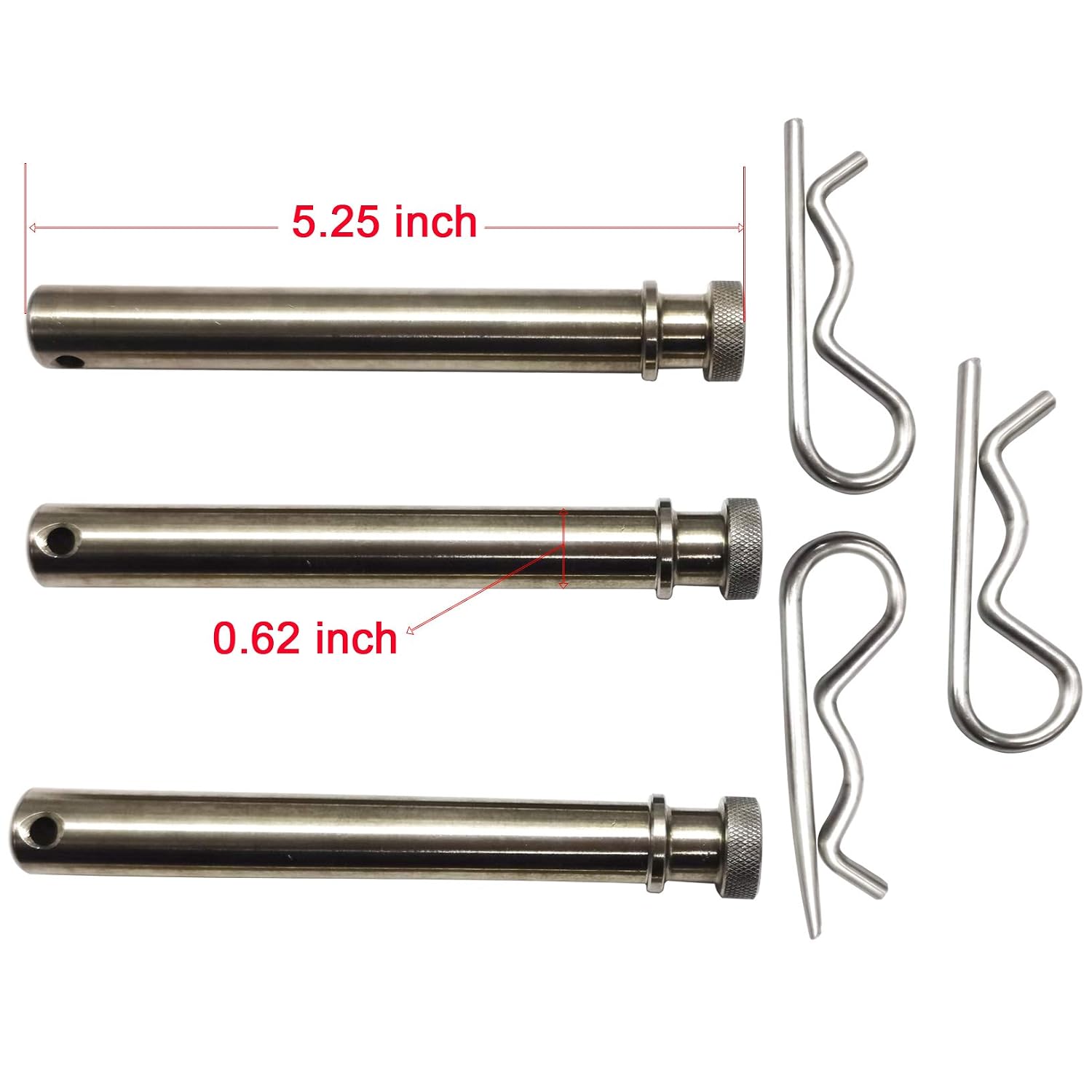 TS35010 Hitches Tow and Stow Stainless Steel Receiver Replacement for 2" & 2.5" Hitch Pins Keeper Clips (Silver)