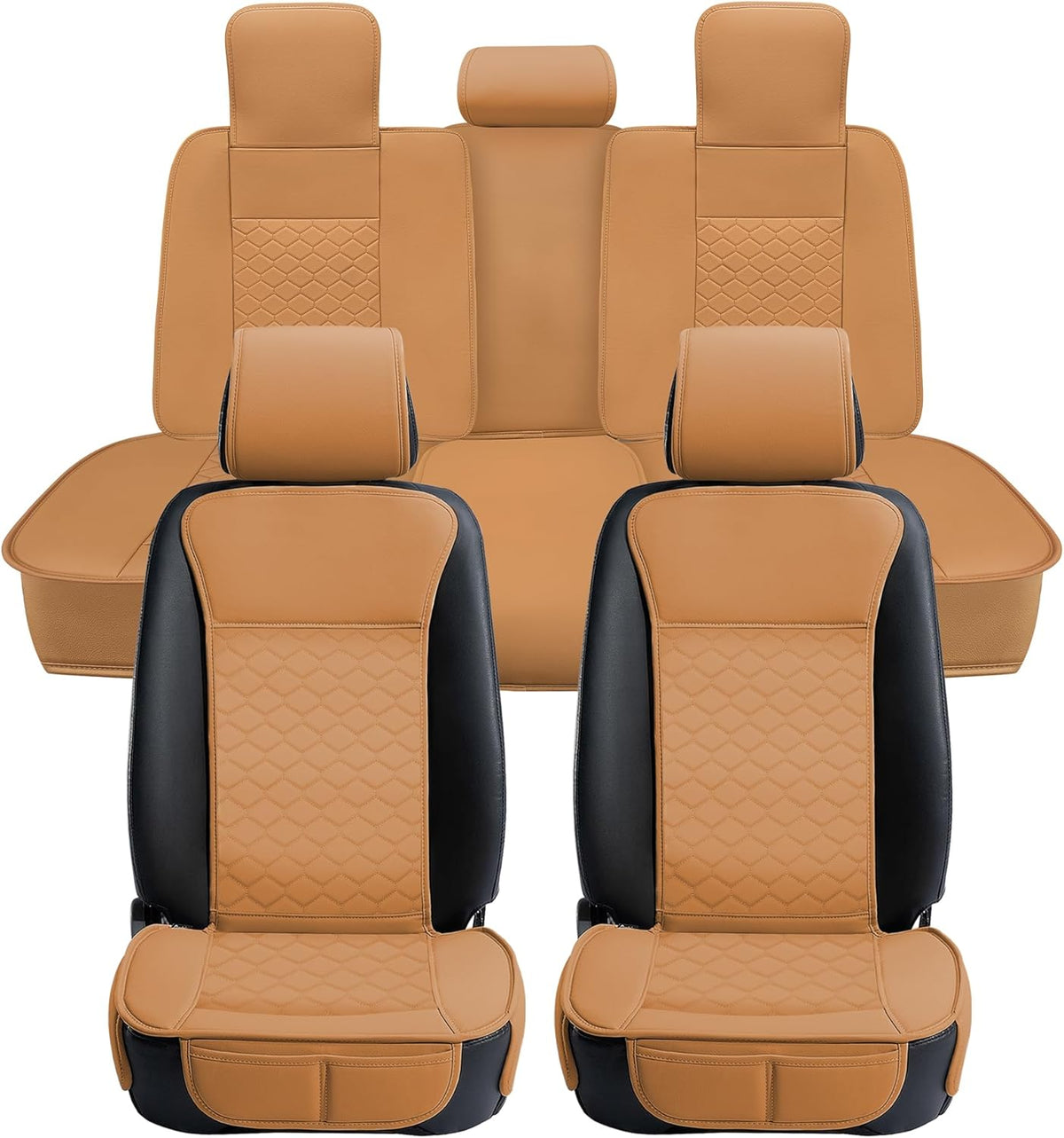 Elantrip Car Seat Cover Full Set Leather Car Seat Protector Universal fit