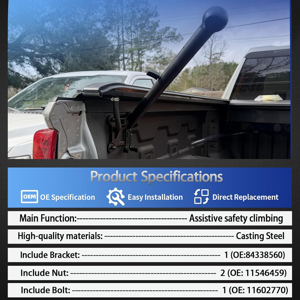 85116689 Auxiliary Tailgate Step Handle Compatible with Chevy Silverado & GMC Sierra 1500 2500 HD 3500 HD 2019-2026, Pickup Box Aux E/Gate Step Armrest Replaces# 84726114 84338560 85102001