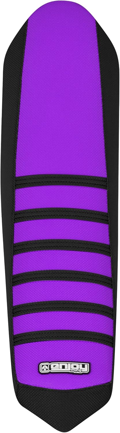 Enjoy Mfg USA-Made Gripper Seat Cover - Compatible with Eskute Nova Electric Mini Bike_Staple-Down Waterproof PVC top_#492 (Black Sides/Purple top/Black Ribs)