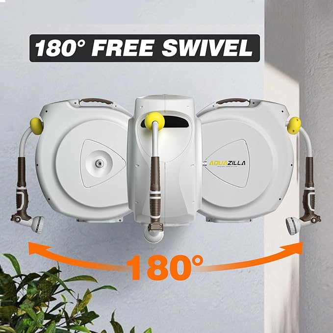 Retractable Garden Hose Reel, 5/8 in 65+6 ft, Heavy Duty Wall Mounted Water - Image 4