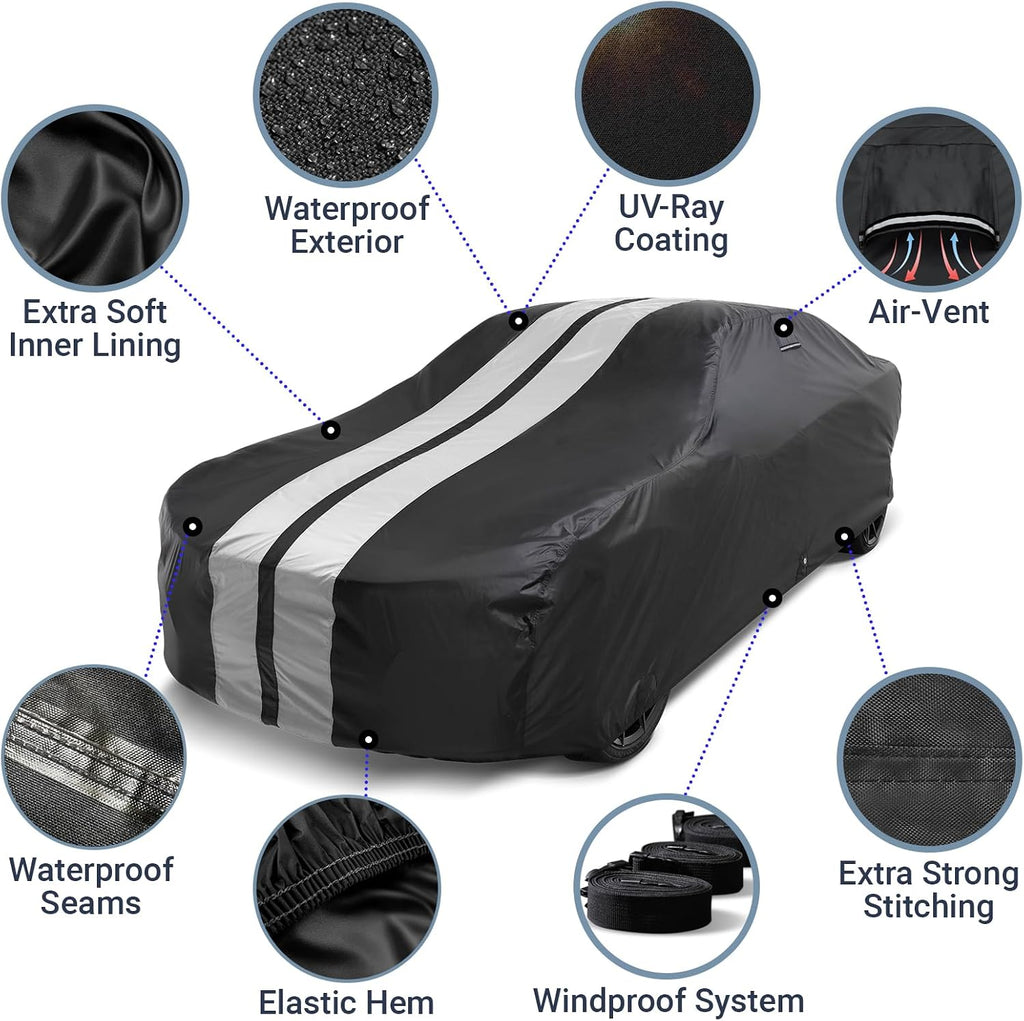 icarcover car cover waterproof all weather for 2004-18, side view