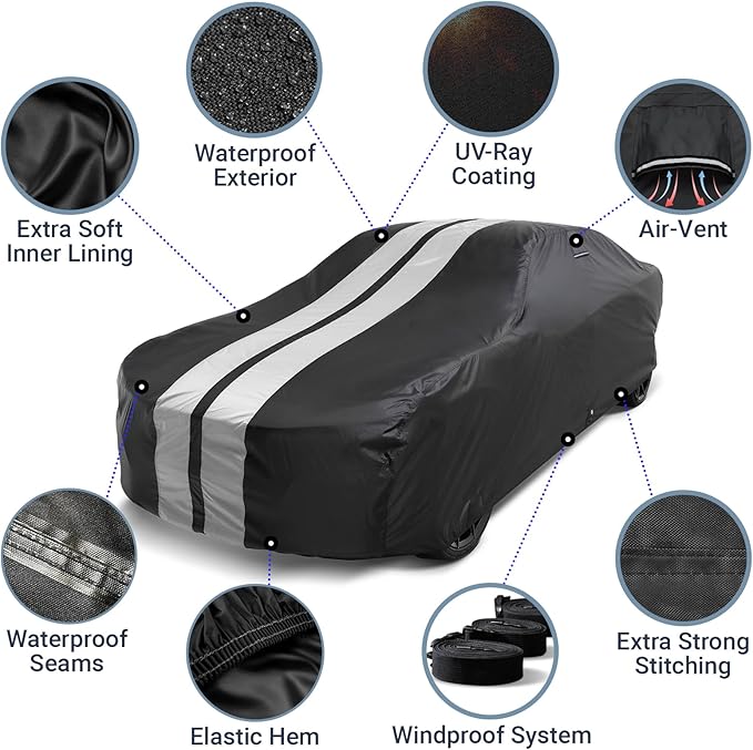 iCarCover Custom Car Cover for Pontiac Parisienne 2-Door Waterproof All-Weather - Image 4