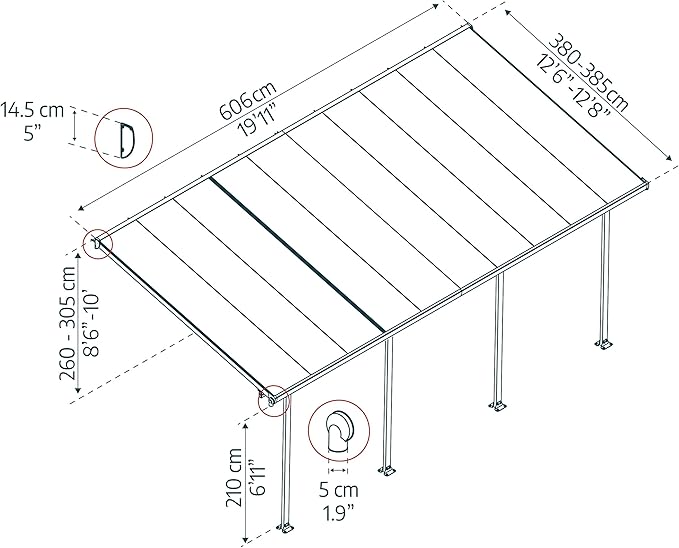 Palram - Canopia Feria 13 Ft. x 20 Ft. Carport Aluminum Metal Frame and - Image 7