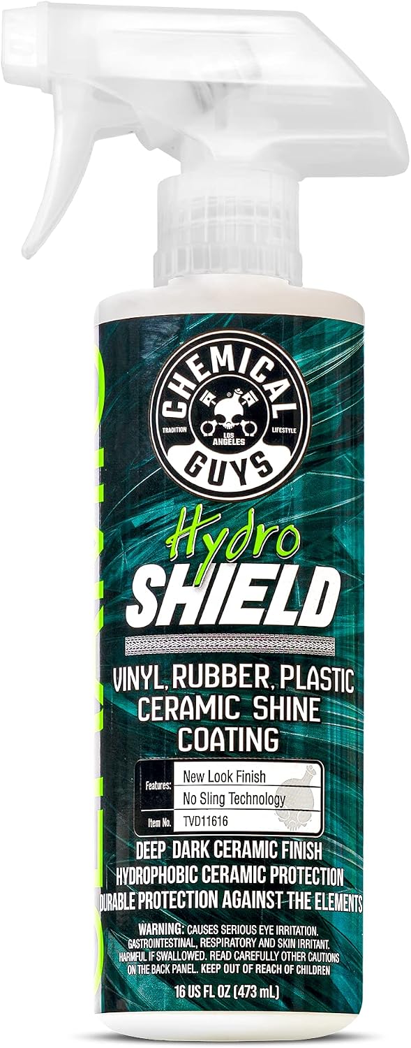 Chemical Guys HydroShield Vinyl, Rubber & Plastic Ceramic Shine Coating - Plastic Restorer for Interior & Exterior Trim, Tires & Trim - Restores Shine, Safe for Cars, Trucks & RVs, 16 fl oz