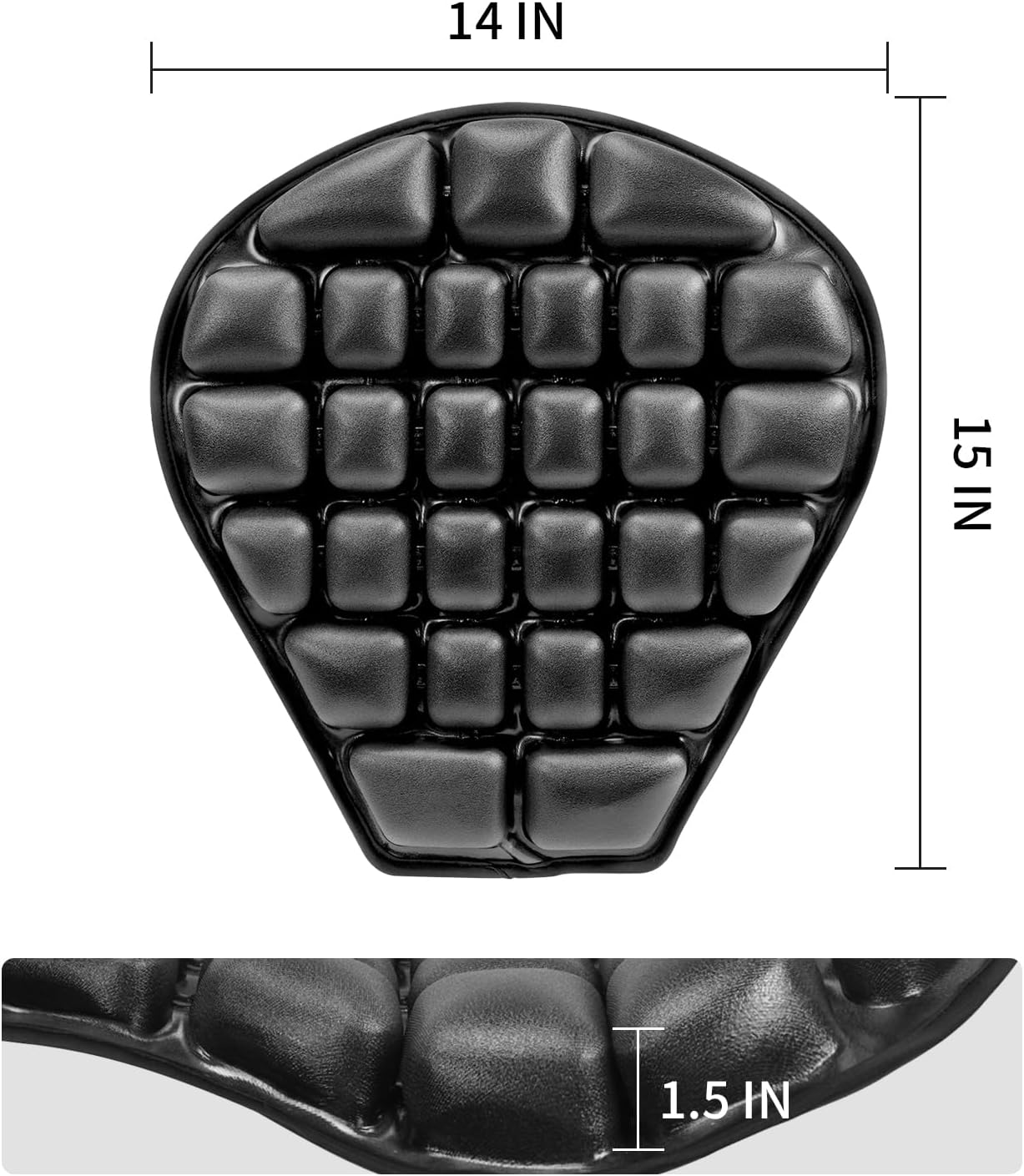 JFT Motorcycle Seat Cushion Covers Air Pad, Pressure Relief Ride Motorcycle Air Cushion Saddles Compatible with Harley Davidson Motorcycle (Black)