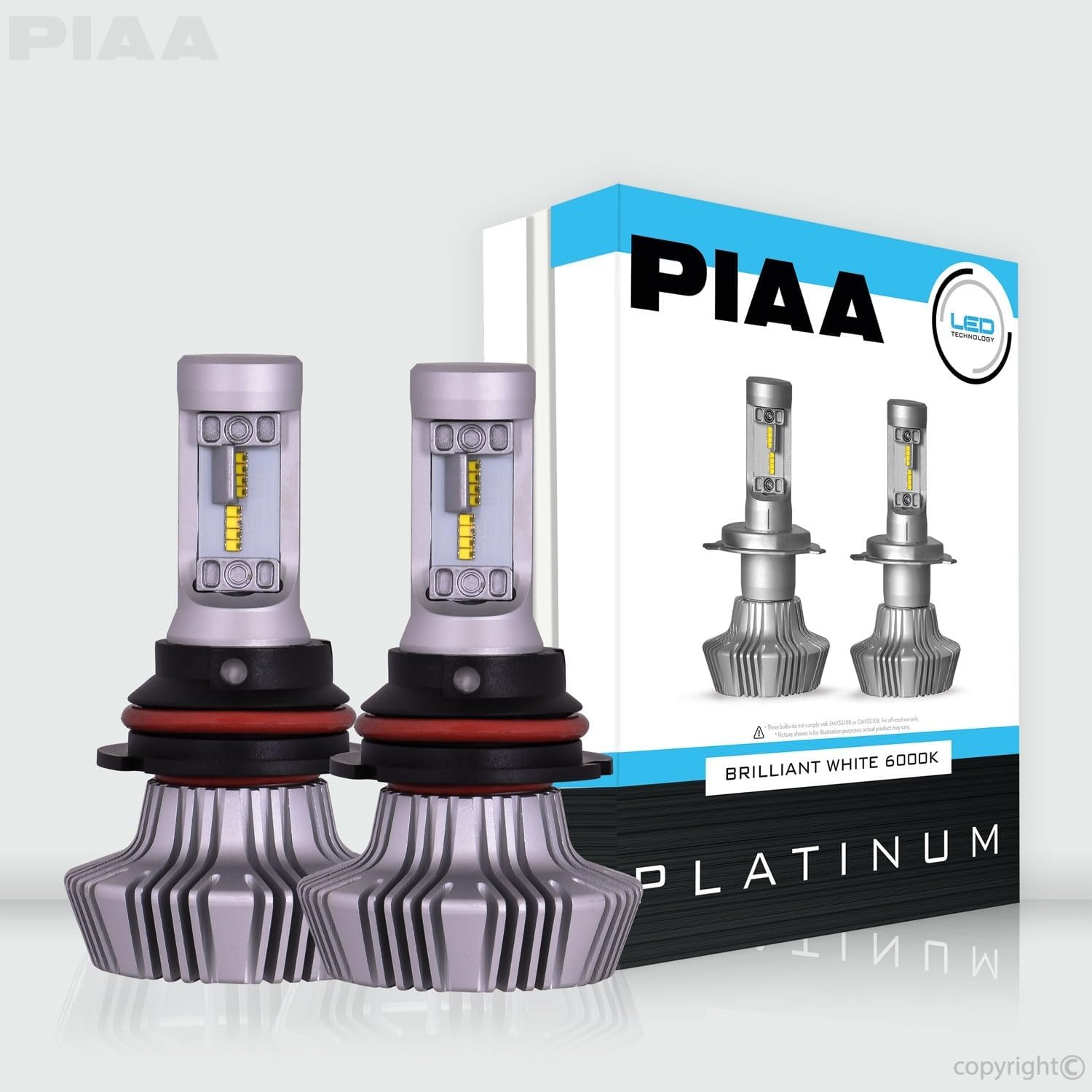Piaa 26-17397 White 9007 Platinum LED Bulb, 2 Pack (6000K 9007 (HB5) 4000Lm, 6000K, 25W)