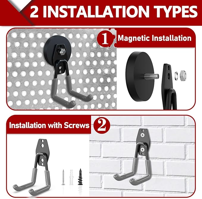 3-H Heavy Duty Magnet Garage Hooks 2 Pack, Large Strong Magnetic Hooks - Image 2