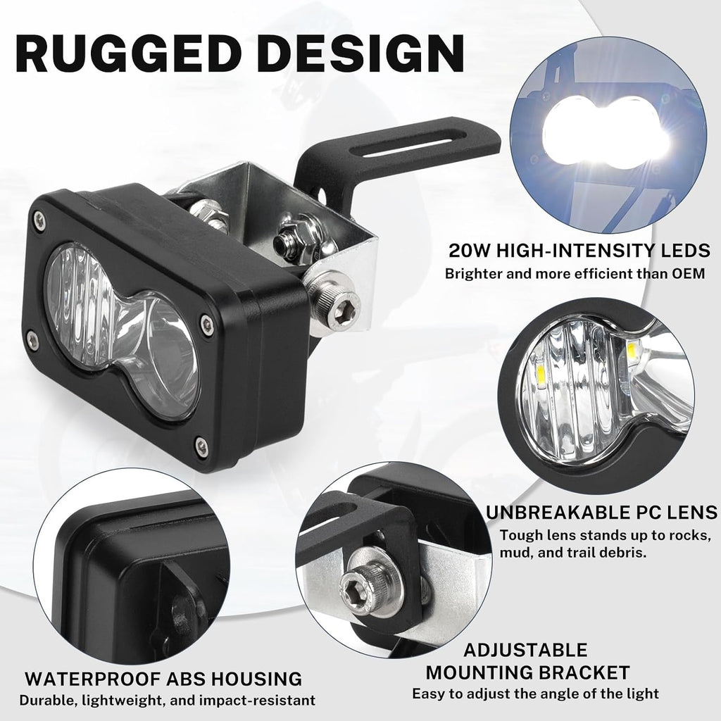 LED Headlight Upgrade Kit Waterproof 3 Pin for Ridstar Q20/Q20 Lite/Q20 Pro with Mount Bracket Front Light Plug and Play Headlight 20W 6000-6500K High Beam Light (White)