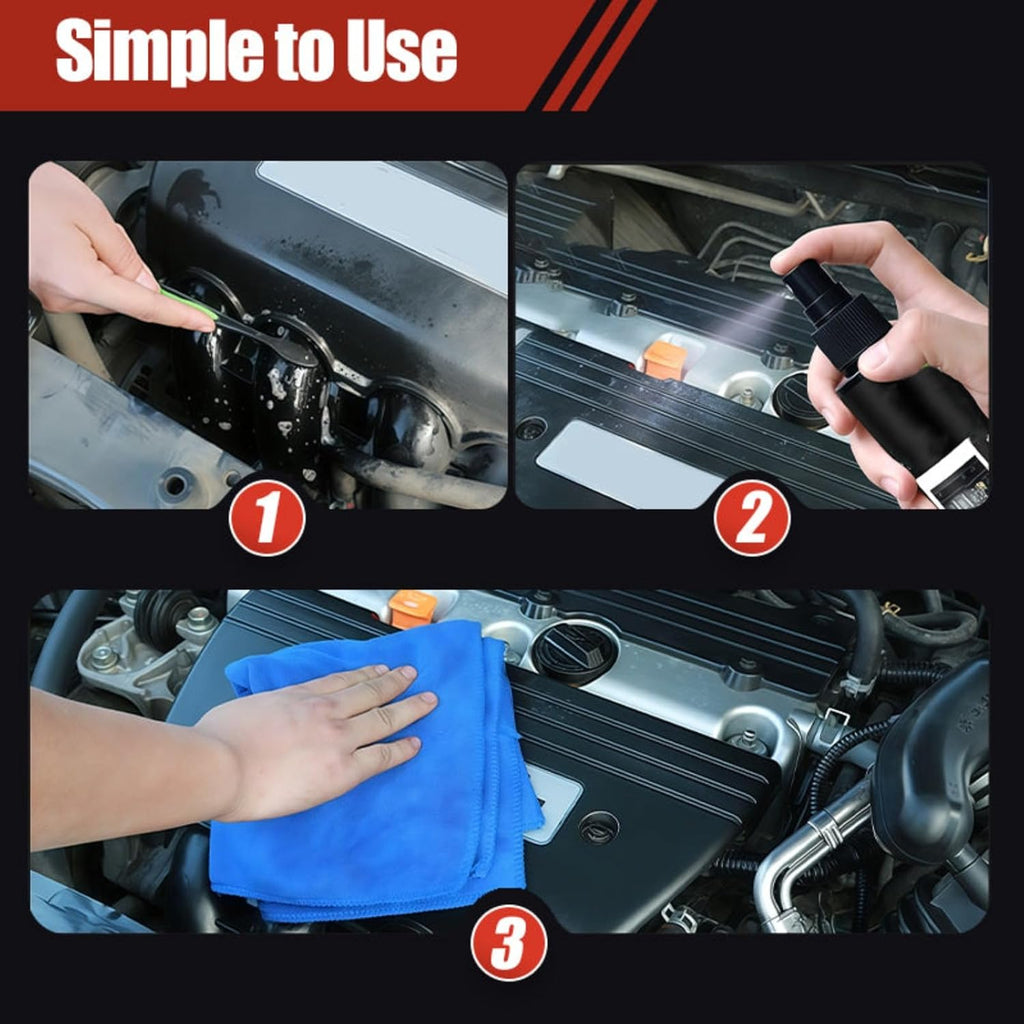 Engine Cleaner Spray for Car, Automotive Engine Compartment Coating Agent Grease and Dirt, Engine Bay Cleaning Solution for Vehicle Maintenance, Car Care Cleaning Spray 120ml (2Pcs)