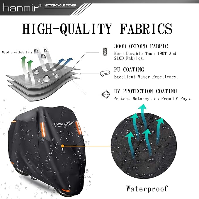 Motorcycle Cover, Motorbike Cover All Season Universal Weather Waterproof - Image 3