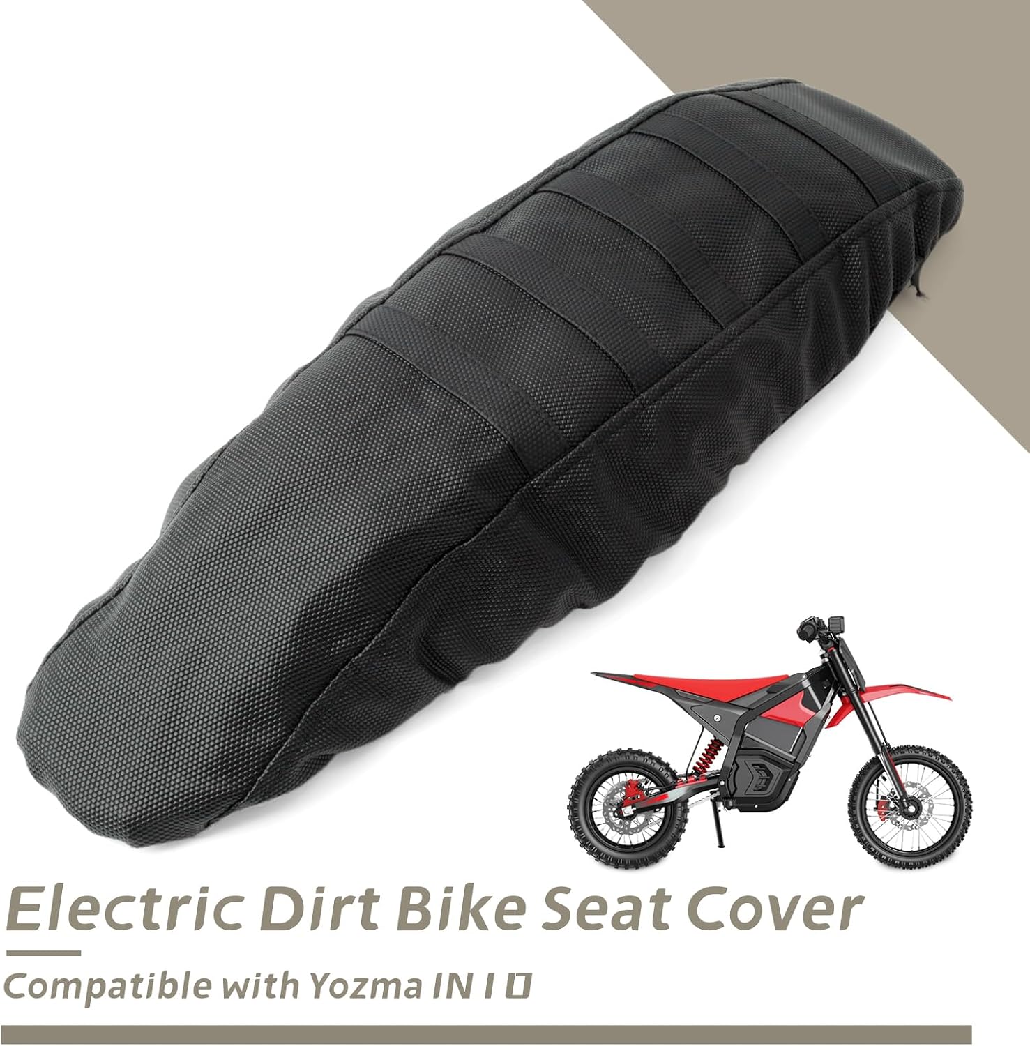 Electric Dirt Bike Seat Cover Compatible with Yozma IN10 E-Bike, Black Stripe Non-Slip Motorcycle Cushion Cover Replacement Non-Universal Easy Installation