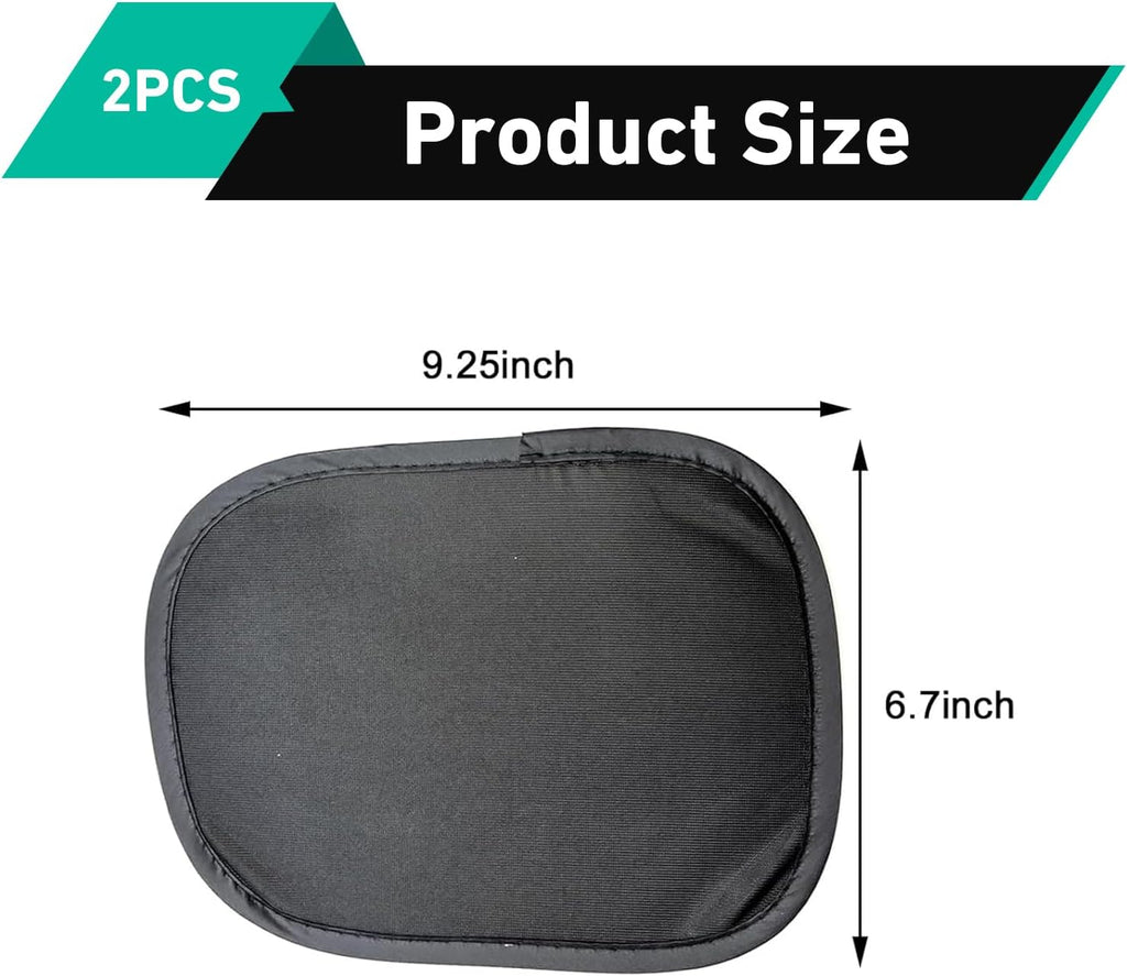 2 PCS Car Miniature Static Cling Window Shade, Nylon Yarn Small Static Cling Sunshade, 9.25" x 6.7" Electrostatic Film Car Side Window Sun Shade, Universal for Most Vehicles (Black)