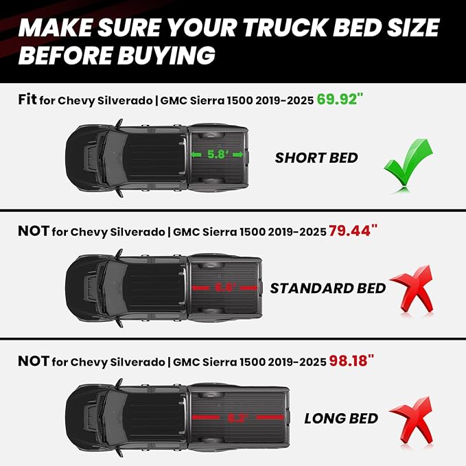 LASFIT Truck Bed Mat 2019-2025 for Chevrolet Chevy Silverado 1500 | GMC Sierra - Image 2