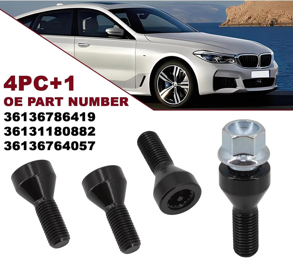 Car Wheel Bolts Locking Lug Nuts Stud Key Accessories Replacement 36136786419 Compatible with BMW for Z4 Z3 M6 for M5 M3