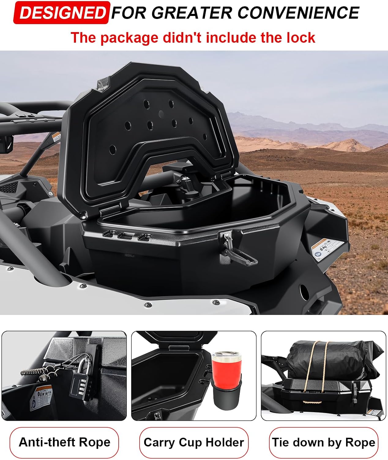 StarknightMT X3 Rear Storage Box, 8GAL Waterproof Cargo Box Compatible with Maverick X3, Outlander (Except 6x6), Renegade, OEM Replace #715004778 w/h Mounting System