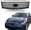 Front Bumper Upper Grille Grill Black And Chrome For 2011 2012 2013 2014 Infiniti M37 M56 Q70 Non Sport