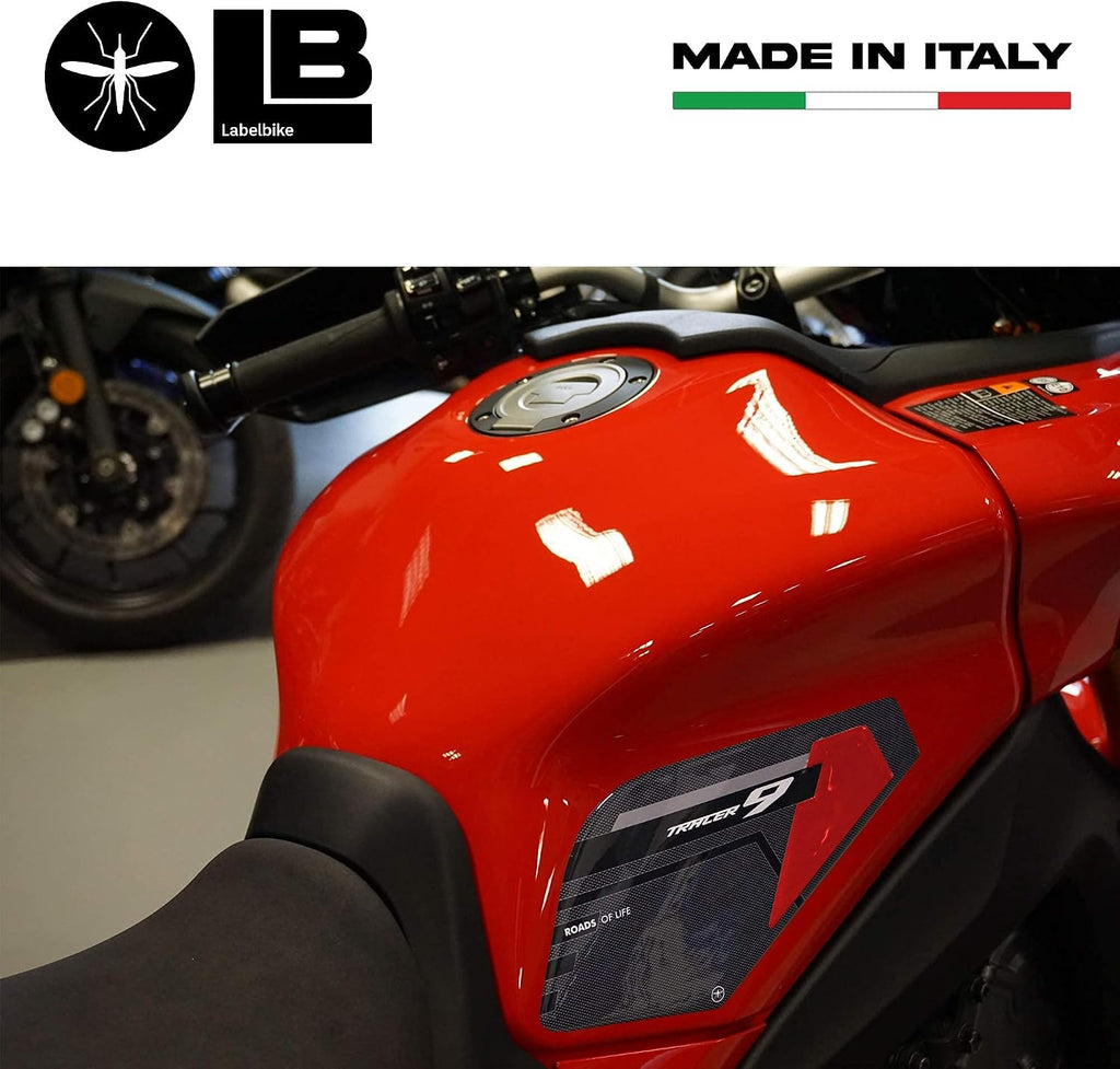 labelbike - 3D Stickers Motorcycle Fuel Tank Sides Protection and Decoration in Resin Compatible with Yamaha Tracer 9 2021 - Red
