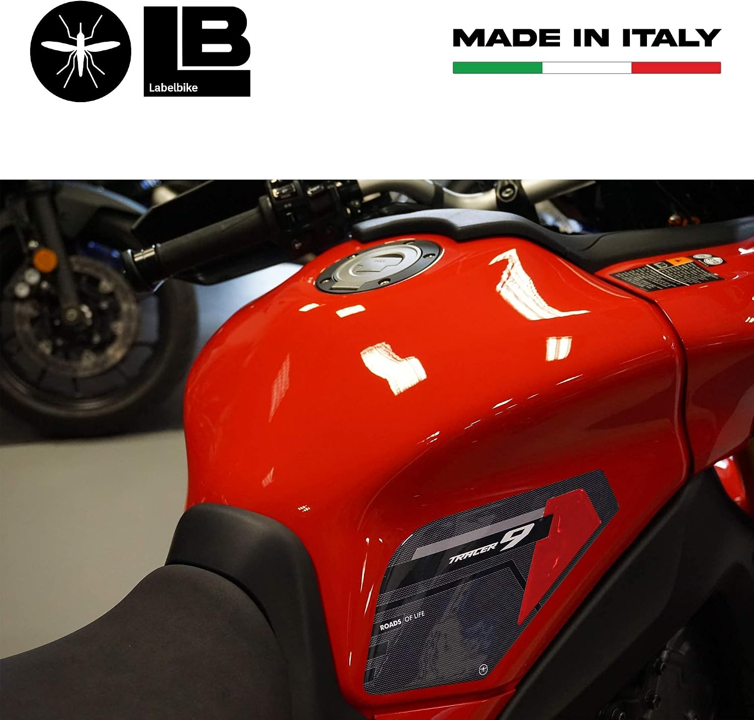 labelbike - 3D Stickers Motorcycle Fuel Tank Sides Protection and Decoration in Resin Compatible with Yamaha Tracer 9 2021 - Red