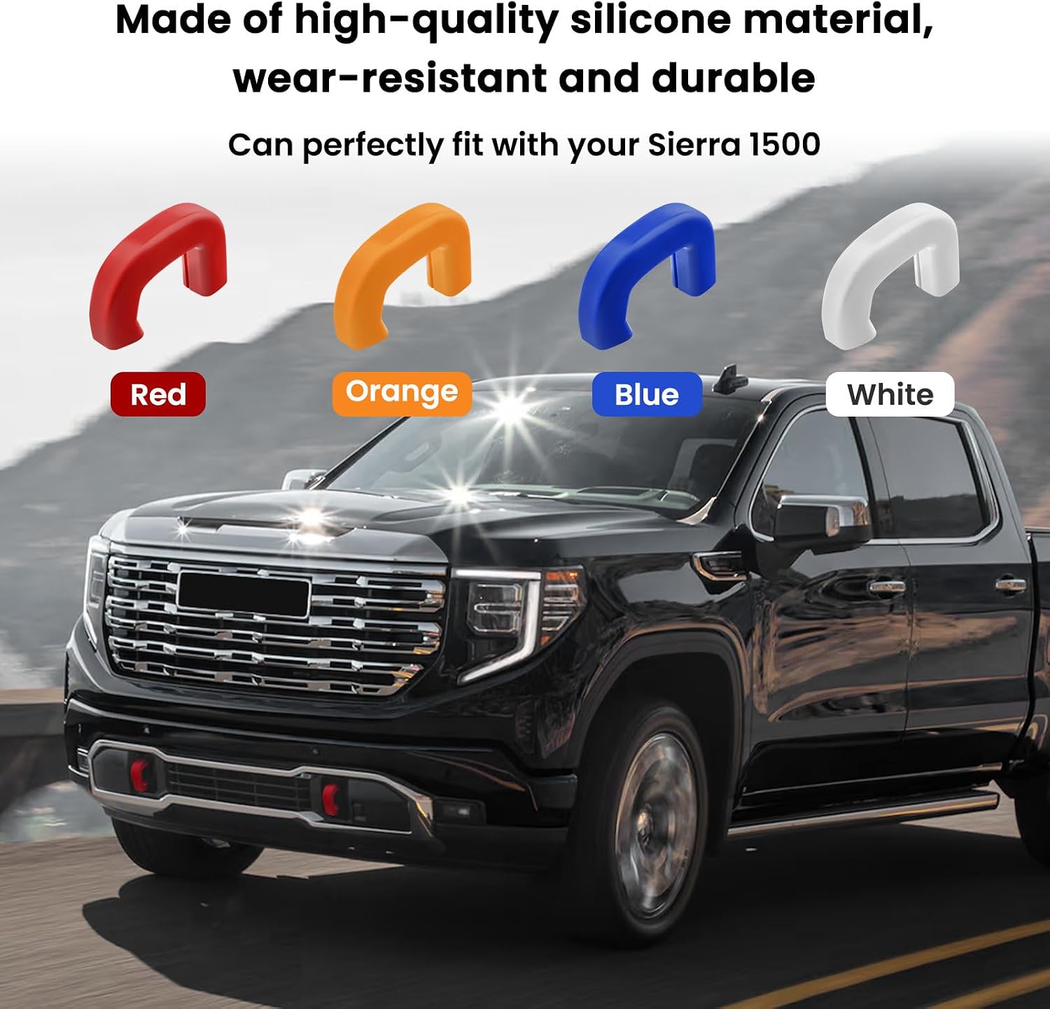 Tow Hook Covers Fit for GMC Sierra 1500 2019-2026 Vertical Tow Hooks, Hitch Cover Front Customized Car Tow Hooks Compatible with GMC Sierra 1500 Accessories 2019-2026|Upgrade (Red)