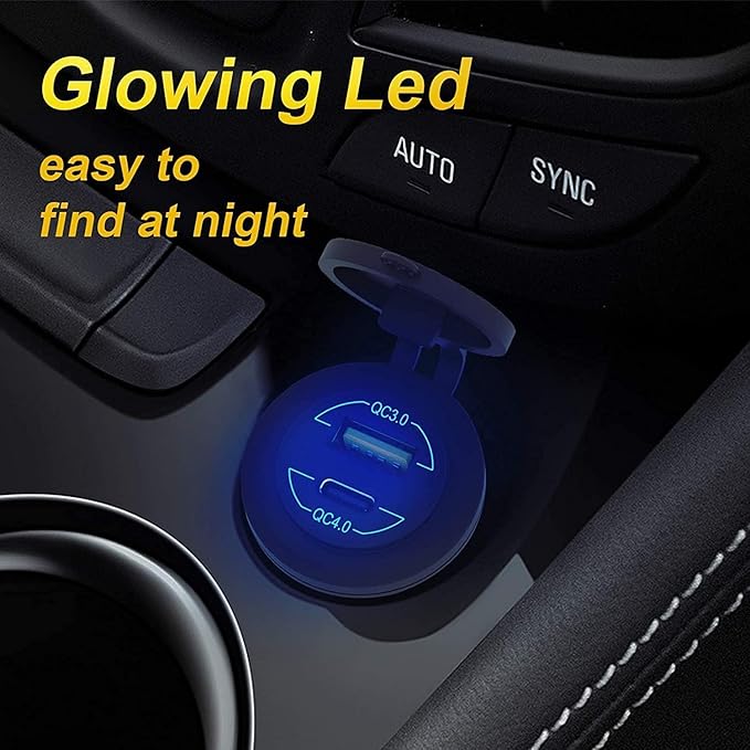 2 Pack 12V USB Outlet - 90W Dual Ports QC4.0 PD & Quick Charge3.0 Car Charger - Image 6