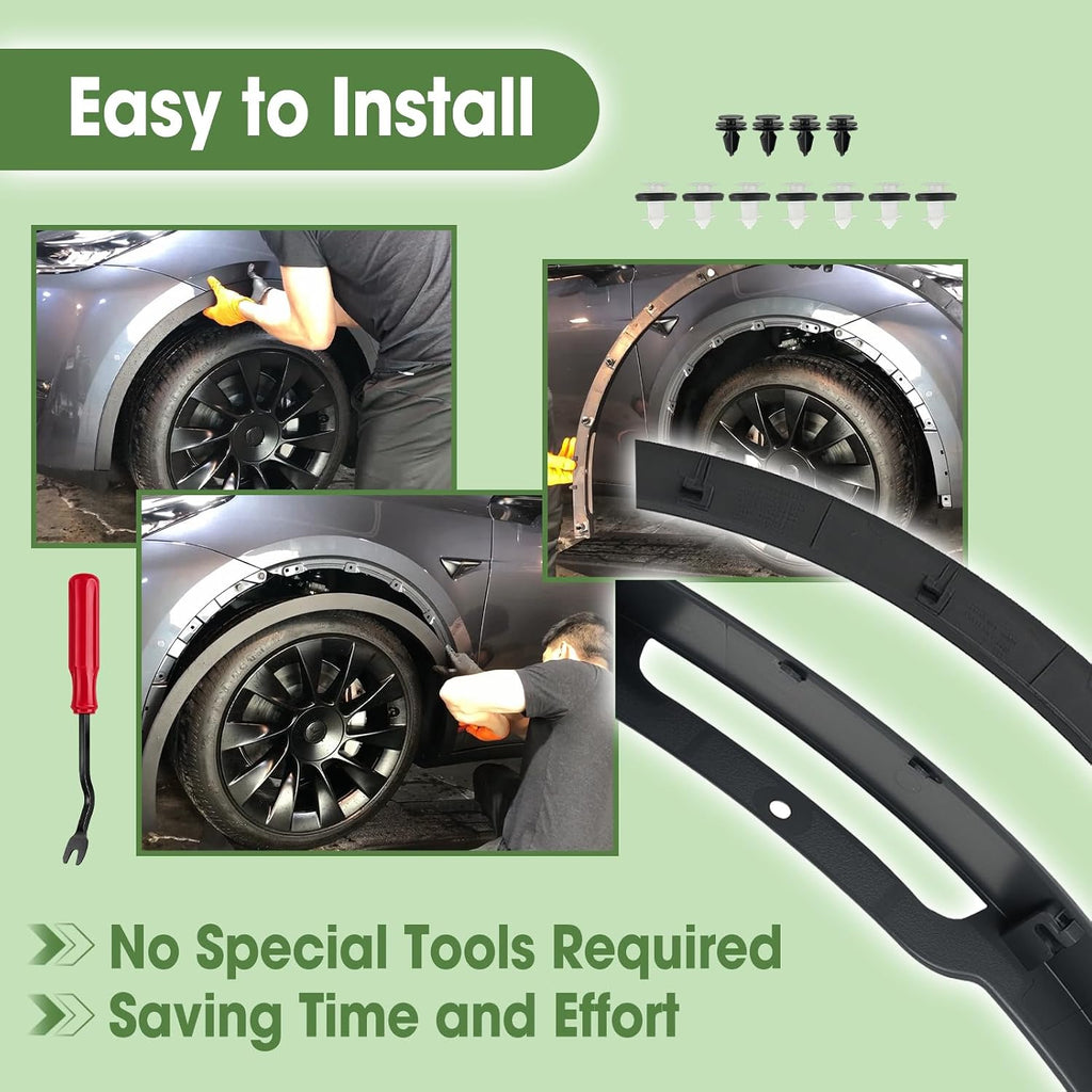 Front Left Wheel Arch Fender Flare Molding Trim Replace 149418500B 1494185-00-B 149416100B 1494161-00-B Fit for Tesla Model Y 2020 2021 2022 2023 2024 Driver Side