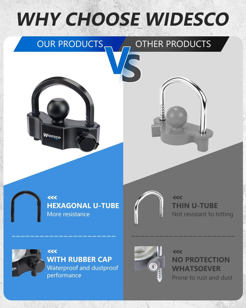 Universal Trailer Coupler Lock - Heavy Duty Anti-Theft Trailer Hitch Lock for 1-7/8", 2", 2-5/16" Couplers, Adjustable Security for RV, Boat, Cargo Trailers, Weatherproof, Black