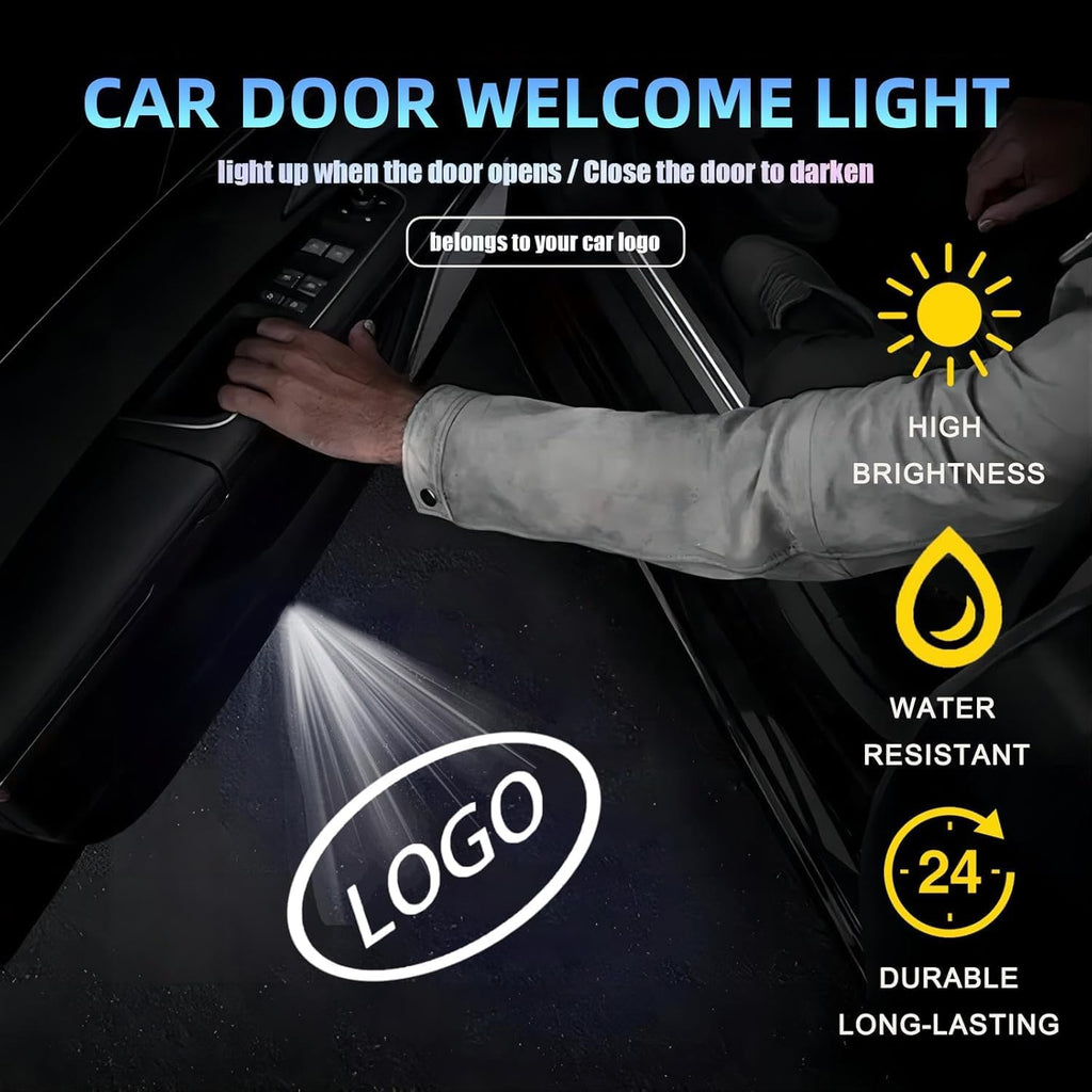 Car LED Logo Projector Puddle Light Compatible with Toyota Corolla/Camry/Highlander/Tundra/4Runner/Sienna/Prius/Venza/Sequoia/Crown, 4K-HD, Ghost Shadow Door Lamp, 2-Pack