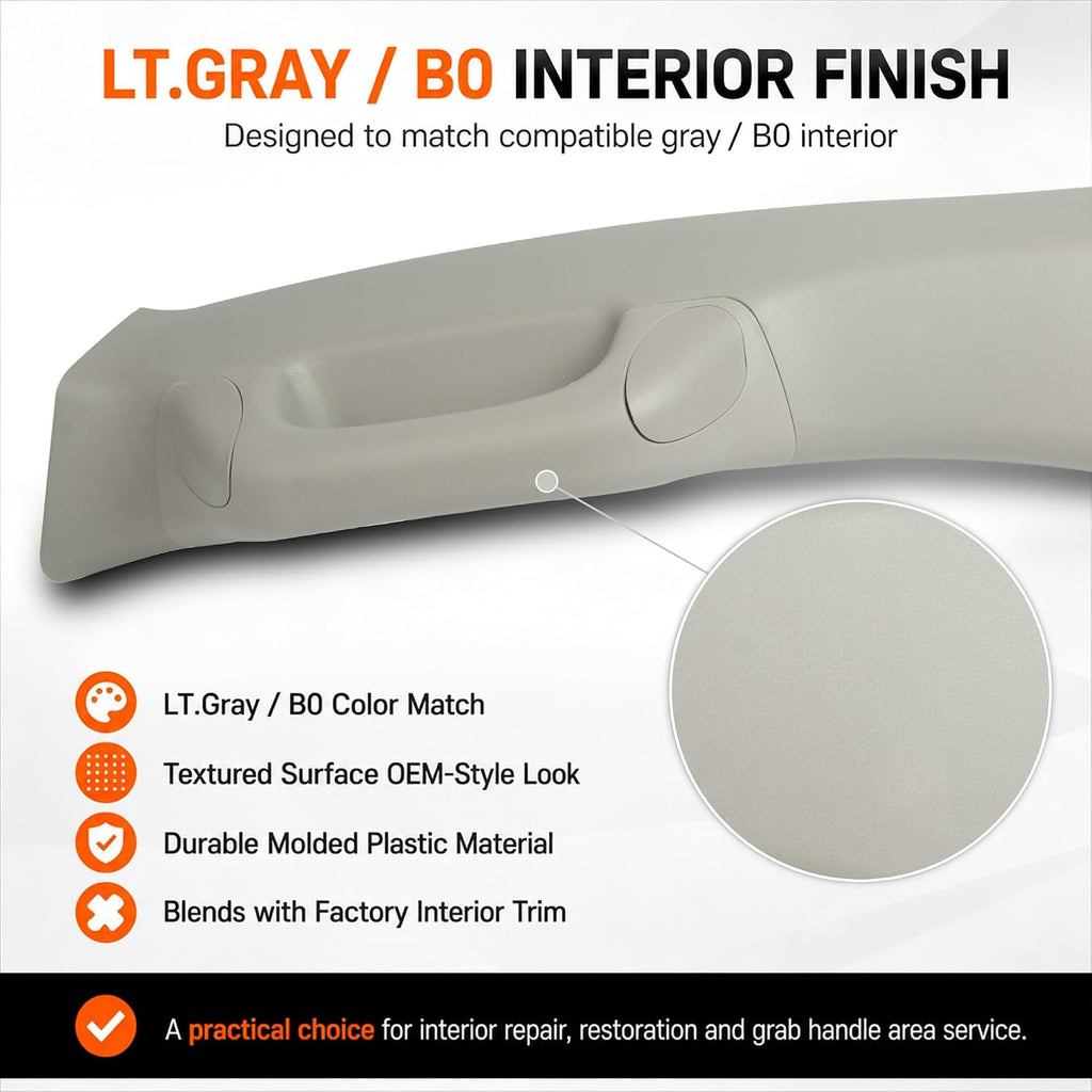 Driver Side A-Pillar Grab Handle Kit Compatible with Toyota Tundra 2007-2021 & Sequoia 2008-2022, Front Left Pillar Garnish Trim Panel, Replaces 62220-0C050-B0 74610-0C082-B0, Light Gray
