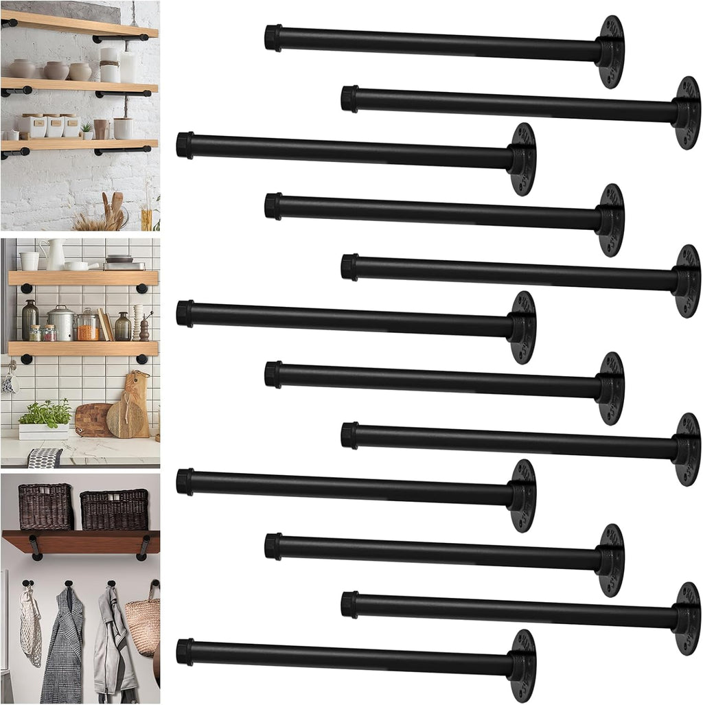 industrial pipe shelf brackets, 12-pack heavy duty floating, main product view