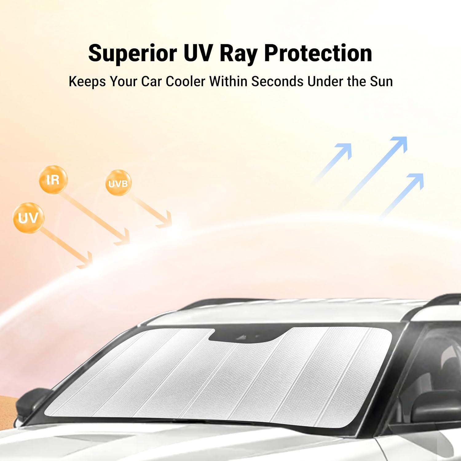EcoNour Accordion Foldable Windshield Sun Shade Fit for Toyota RAV4 2019-2024 2025 2026 Sunshade, Front Car Window Shades Sun Visor, Blocks UV Rays & Heat, Car Accessories