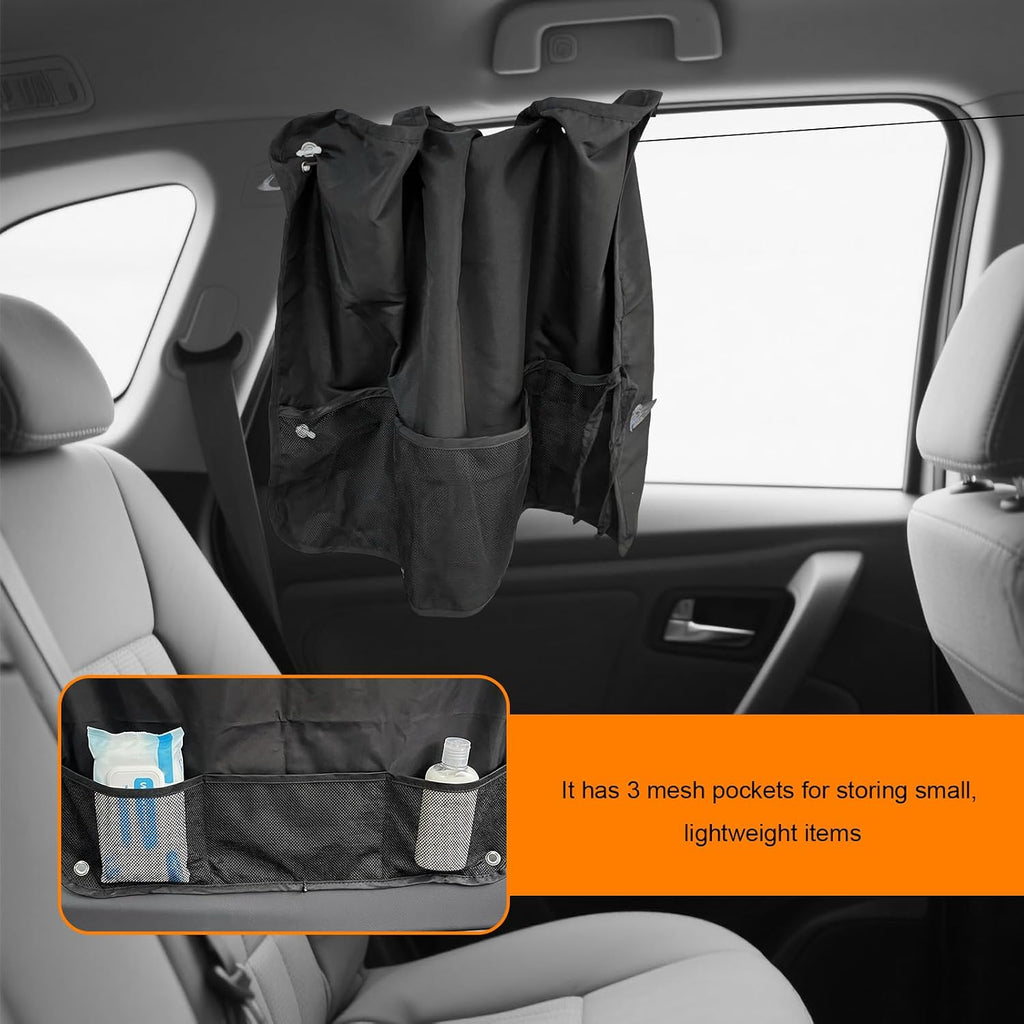 2 PCS Car Window Shades, Auto Side Windows Sunshade Cover with Storage Pockets & Suction Cups, Blackout Vehicle Side Window Privacy Curtain for Sun Heat & UV Protection