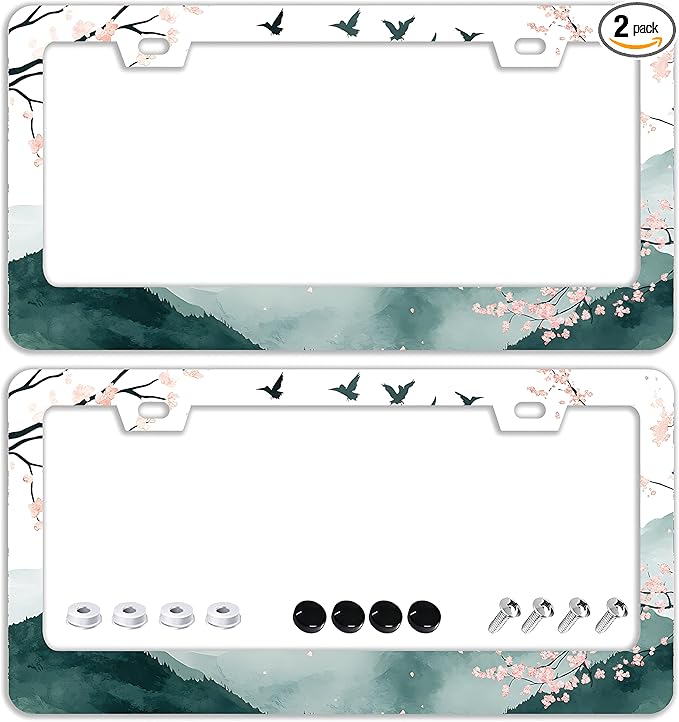 Mountains Cherry Blossom License Plate Frames by TQFTPT