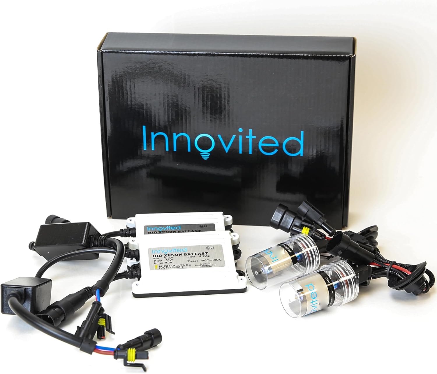 Innovited H11 H9 H8 6000K HID Xenon Bulb x 1 Pair Bundle with 2 x 55W Platinum Digital Ballast (Diamond White)