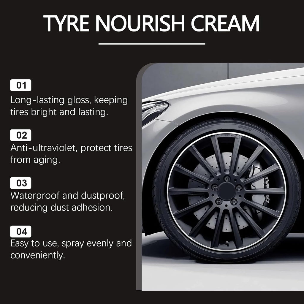 Tyre Nourish Cream - New 2026 Car Tire Ceramic, Powerful Wheel Cleaning Refurbish Wax, UV Protection and Waterproof Coating, Designed to Enhance Vehicle Aesthetics Efficiently (2 PCS)