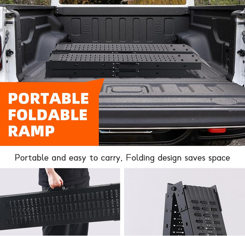 72.5" Heavy Duty Folding Loading Ramps with Sandblasted Finish, 1500lb C...