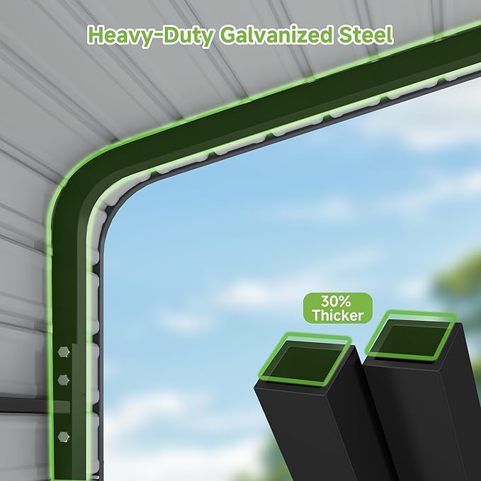 12'x20' Heavy Duty Metal Carport, Outdoor Garage Car Shelter Shade - Image 5
