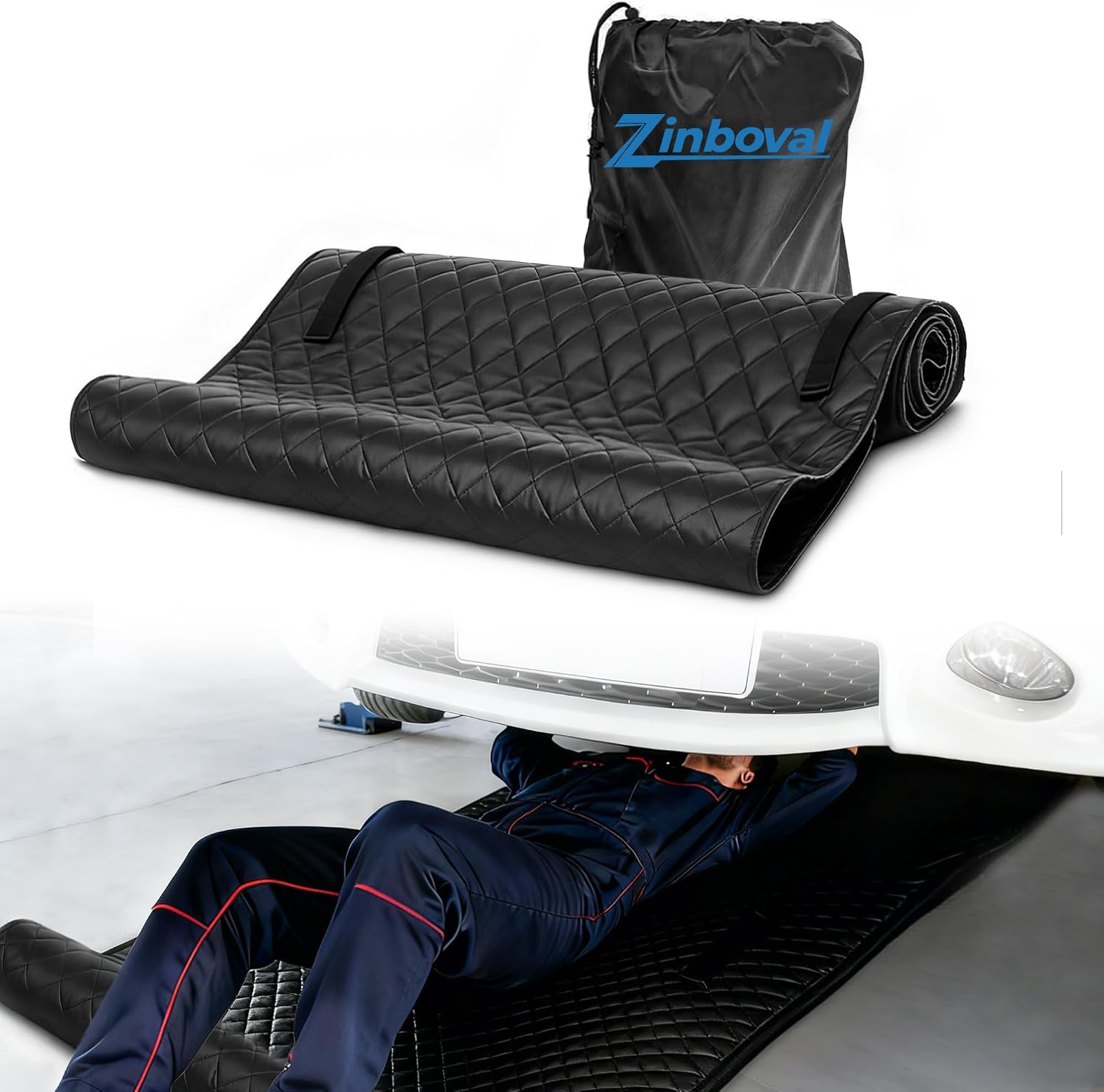 Magic Rolling Creeper Mat 58''x28'' Portable Under Car Repair Mat Folding Repairing Mechanic Pad Automotive Garage Creeper Mats for Car, SUV & Pickup Truck-Black